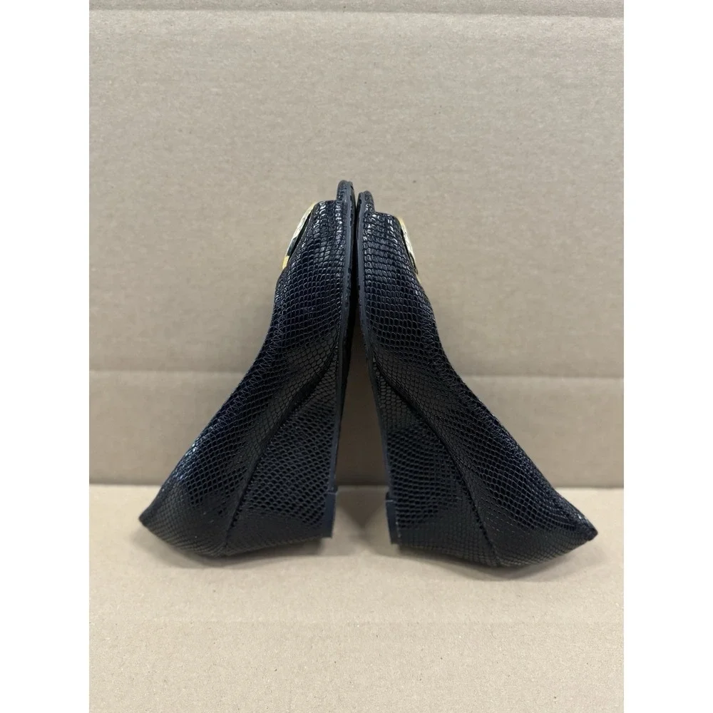Tory Burch‎ Size 6M Black Textured Snake Leather Wedge Shoes Pumps